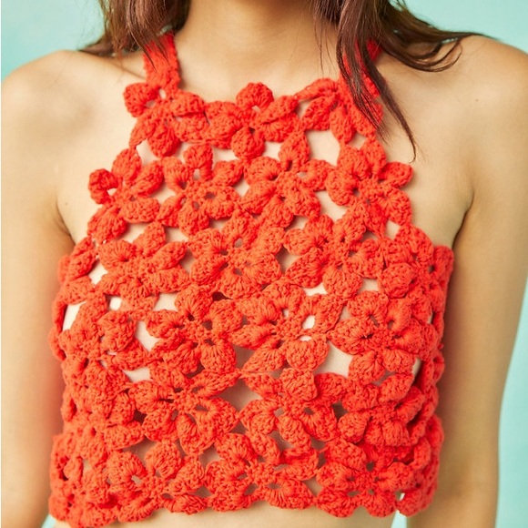 Handmade Crochet Halter Top - Vibrant Red - Picture 1 of 9